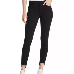 FRAME Le Skinny De Jeanne Raw Stagger Mid Rise Cropped Skinny Jeans in Film Noir